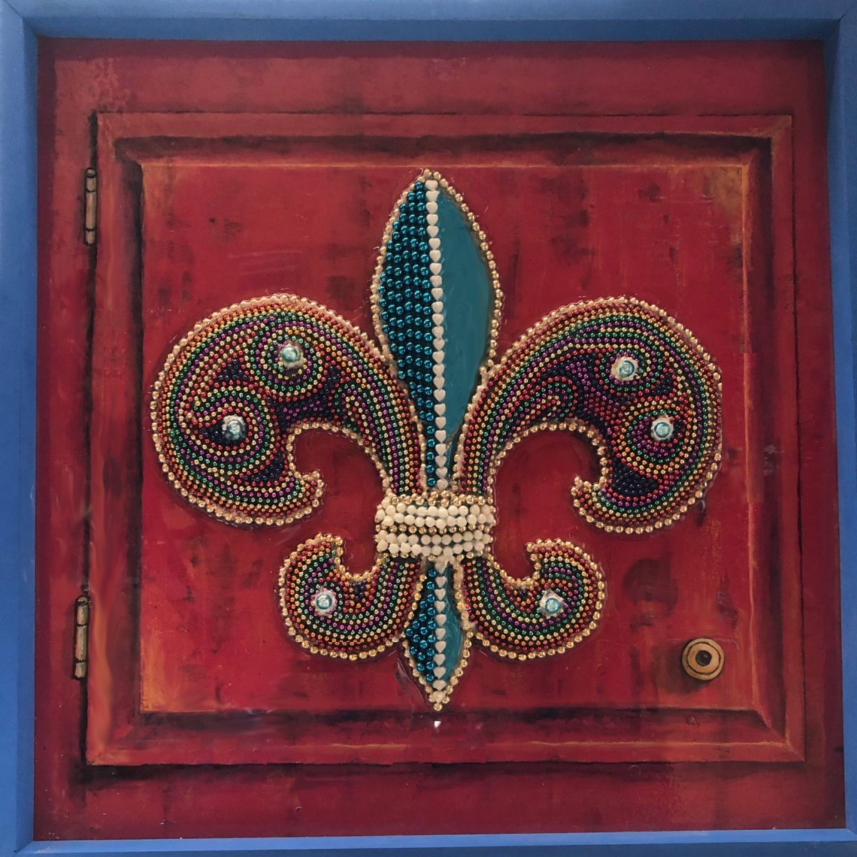 Mardi Gras Bead Art - fleur de lis